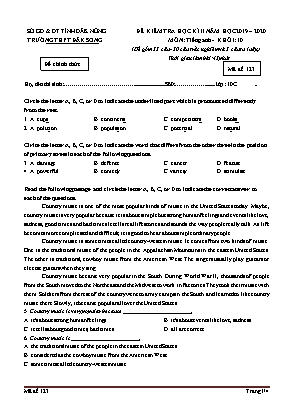 Đề kiểm tra học kỳ II môn Tiếng Anh Lớp 10 - Mã đề 123 - Năm học 2019-2020 - Trường THPT Đắk Song
